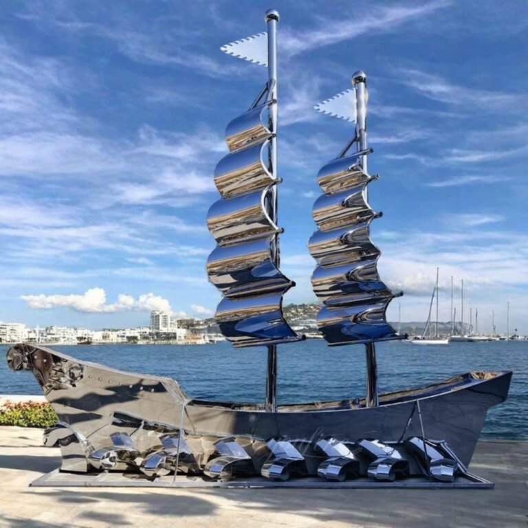 20 Feet High Large Metal Sailboat Sculpture for Outdoor Decor