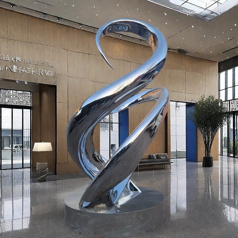 Abstract Stainless Steel Unity Sculpture for Hotel Lobby Decor