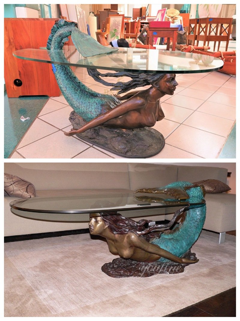 American Bronze Mermaid Statue Table Feedback