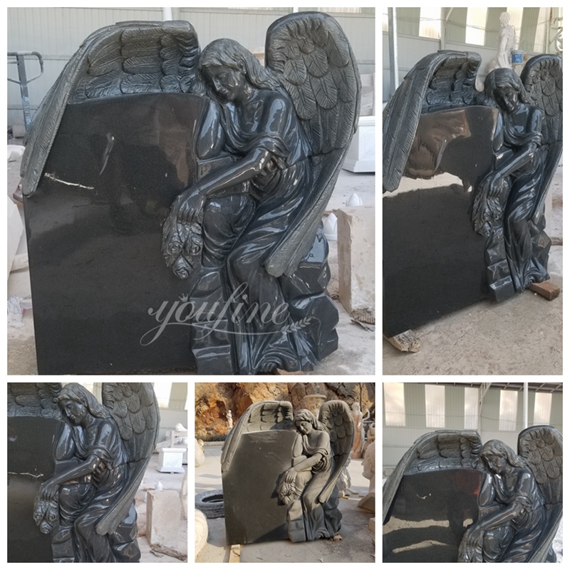 Balck Marble Weeping Angel Headstone from YouFine Factory