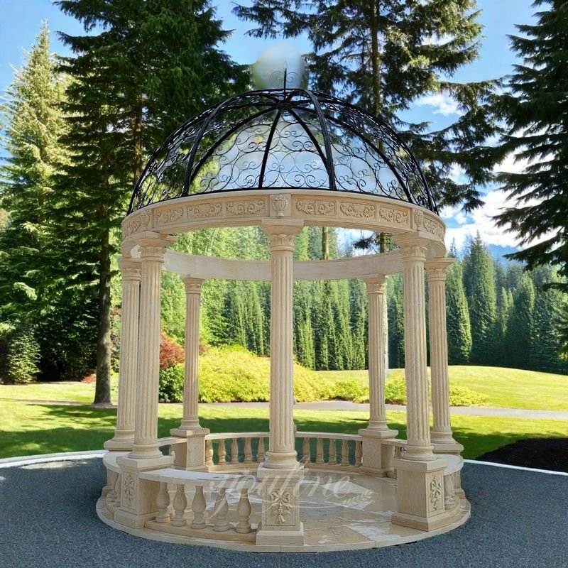 Beige Marble Column Pavilion for Outdoor Garden