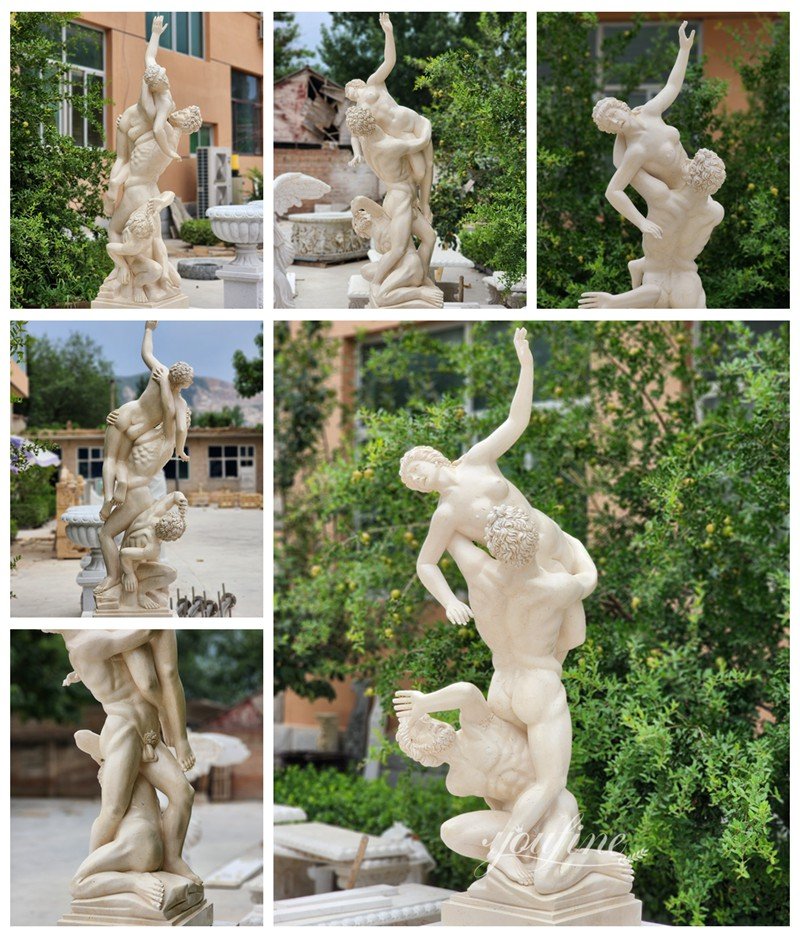 Beige Rape of Sabine Woman Marble Statue Details