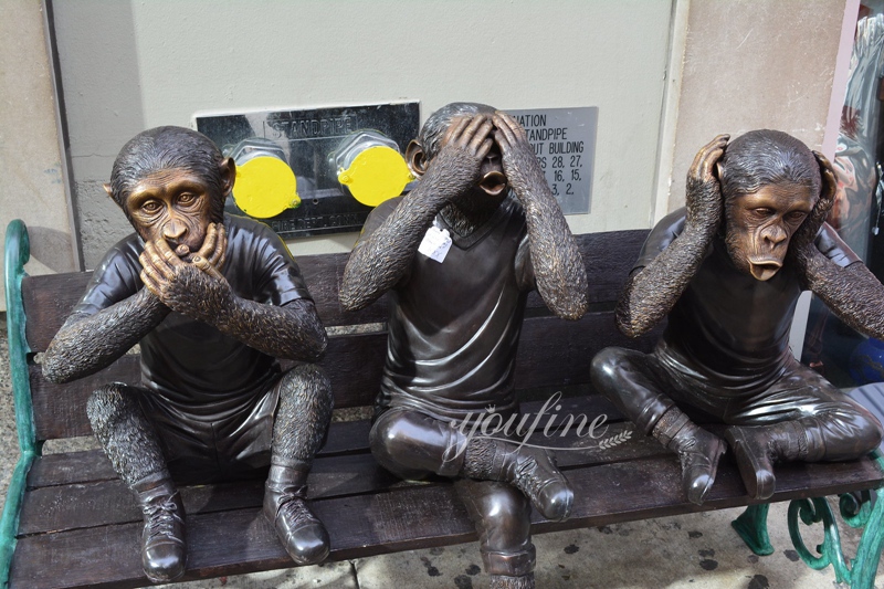 Black Bronze Three Wise Monkey Statue