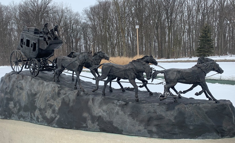 Black Large Stagecoach Bronze Sculpture