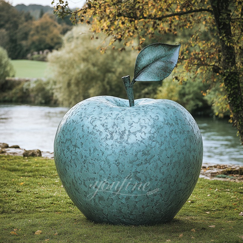 Blue Large Bronze Apple Garden Sculpture 