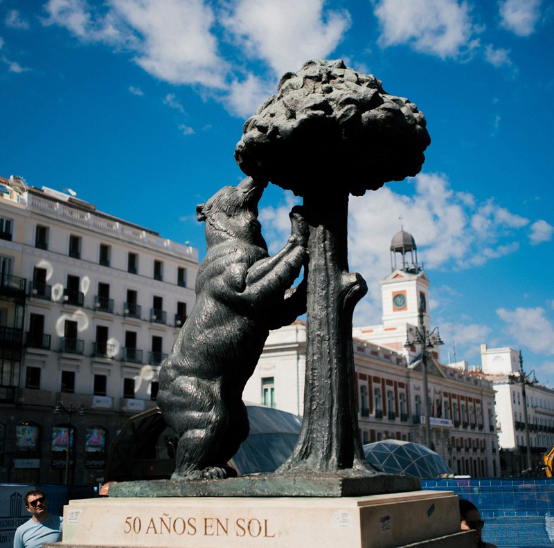 Bronze Bear and Strawberry Tree Sculpture