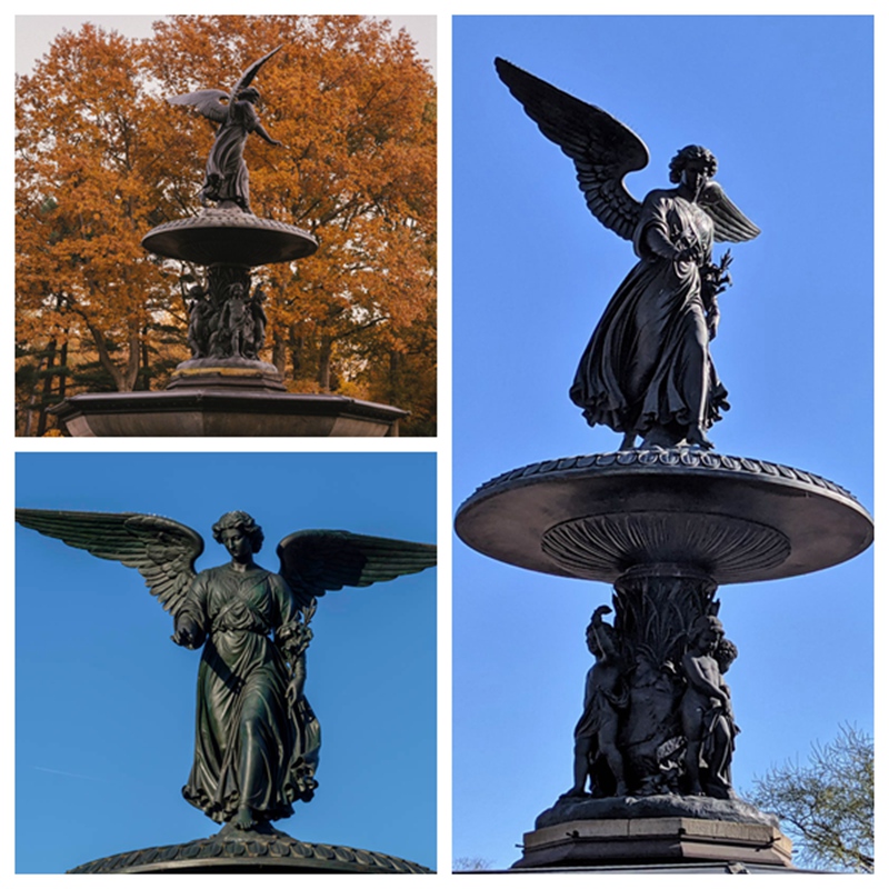 Bronze Bethesda Angel Statue Fountain Details