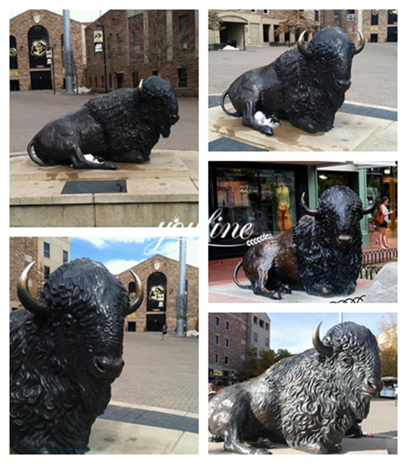 Bronze Bison Sculpture Details