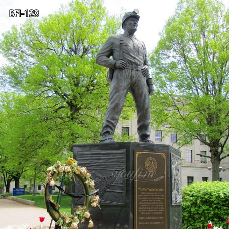 Bronze Coal Miner Statue