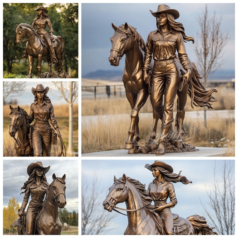 Bronze Cowgirl Statue Details