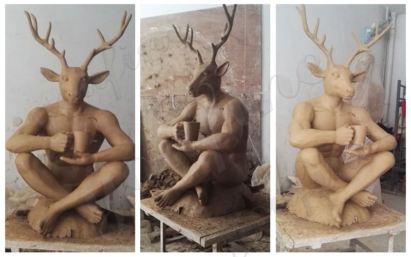 Bronze Deer-man Statue Clay Model