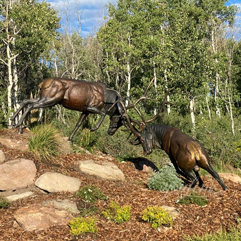 Bronze Fighting Deer Sculptures