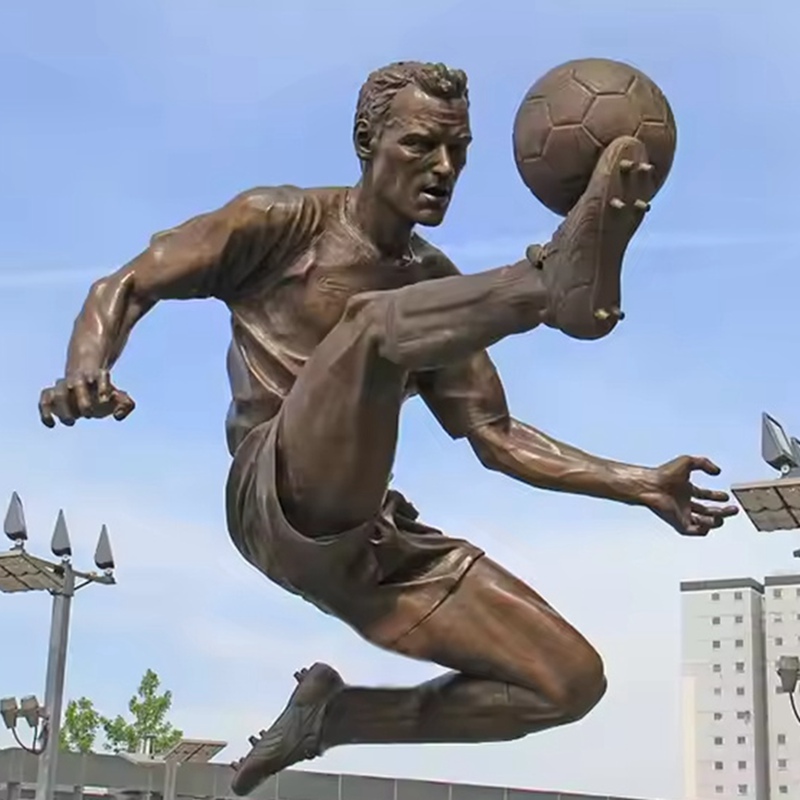 Bronze Football Player Sculpture