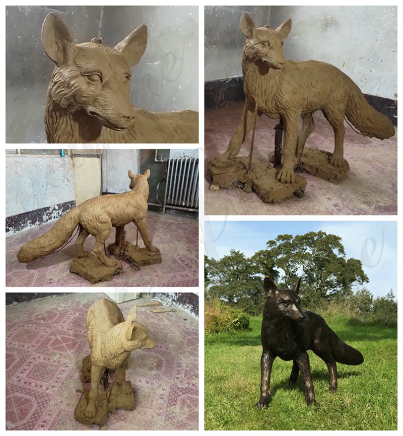 Bronze Fox Sculpture Ready-made Clay Model
