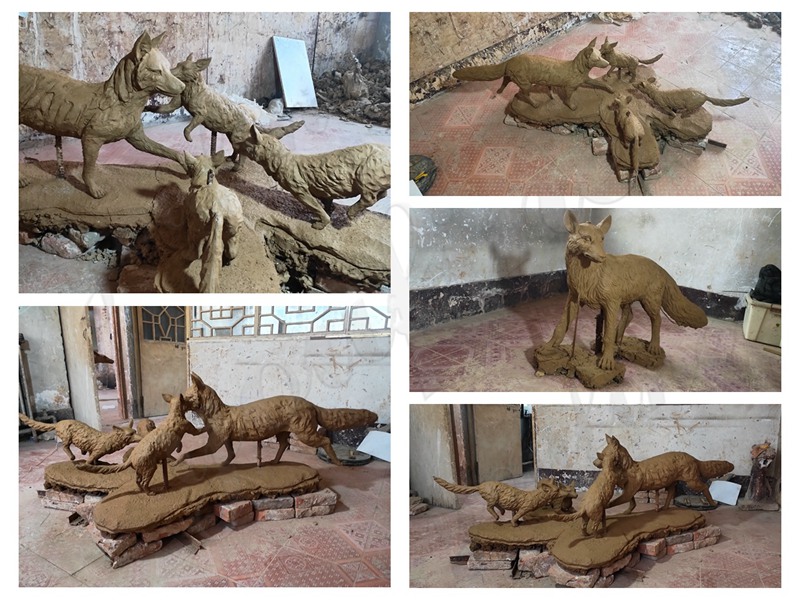 Bronze Fox Statue Clay Models