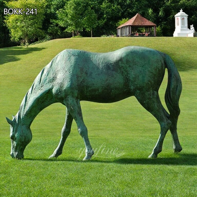 Bronze Grazing Horse Sculpture with Head Down for Lawn Decor