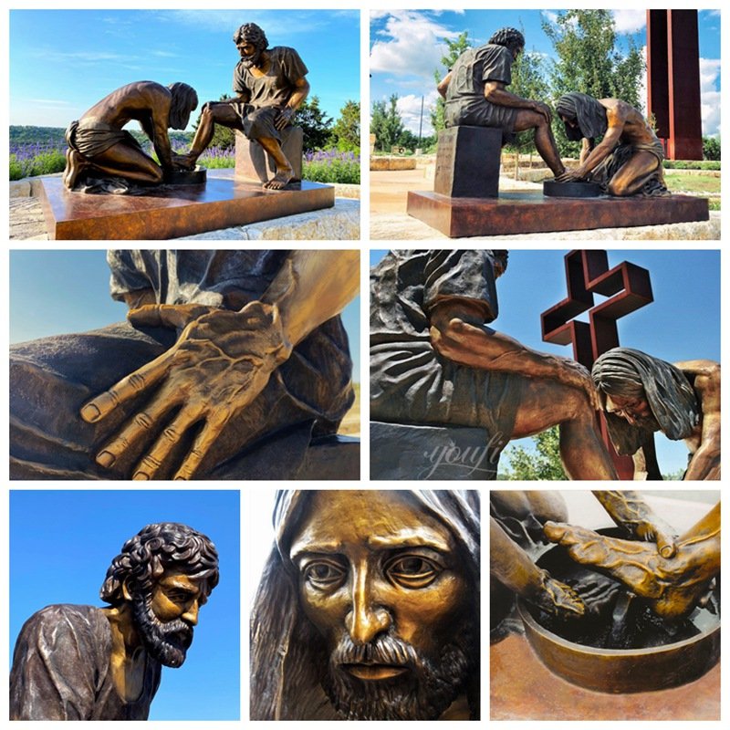 Bronze Jesus Washing the Disciple Peter's Feet Details