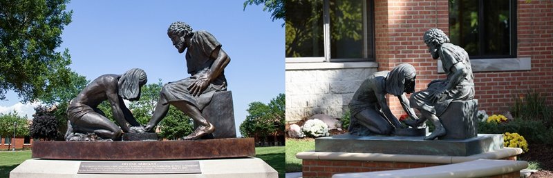 Bronze Jesus Washing the Disciple Peter's Feet Statue