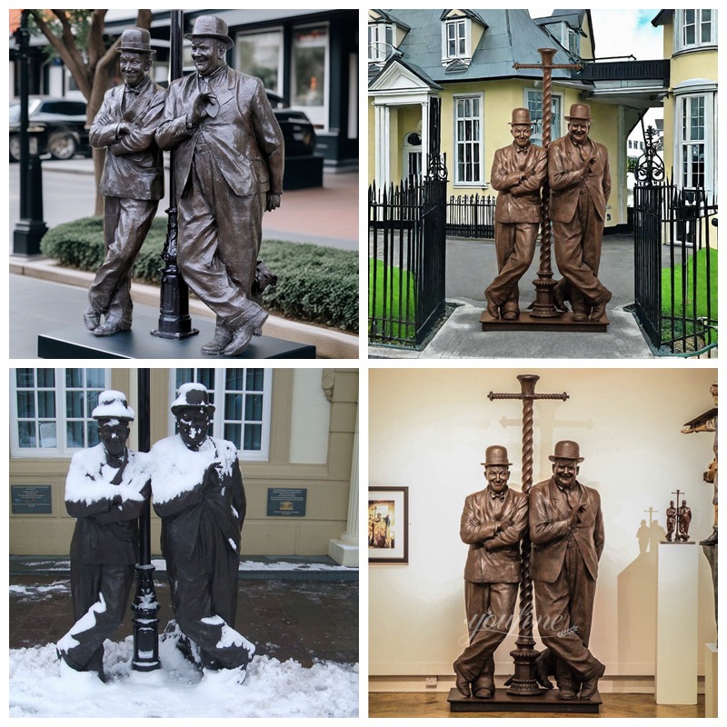 Bronze Laurel and Hardy Statues Application Scenes