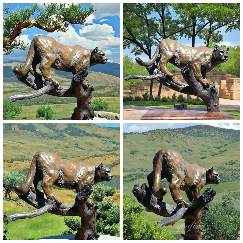 Bronze Mountain Lion Statue Details