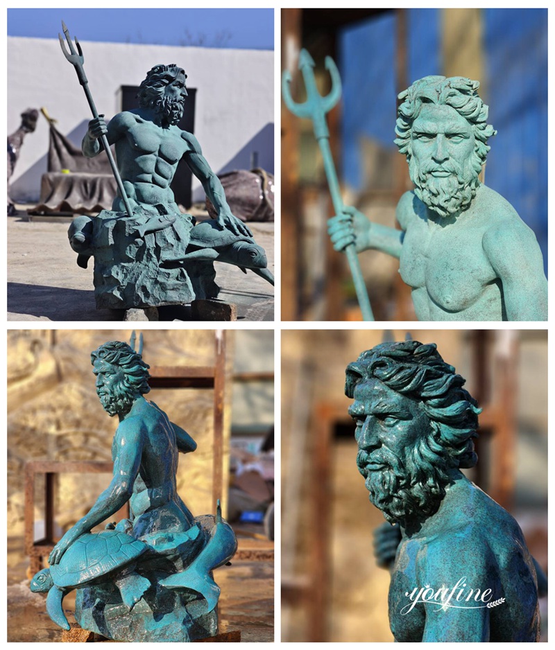 Bronze Neptune sculptures in different colors