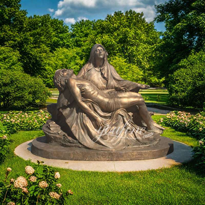 Bronze Pieta Statue in Garden