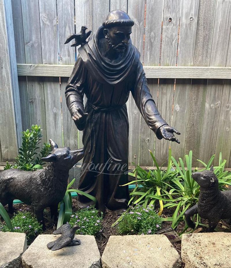 Bronze Saint Francis and Animals Sculpture