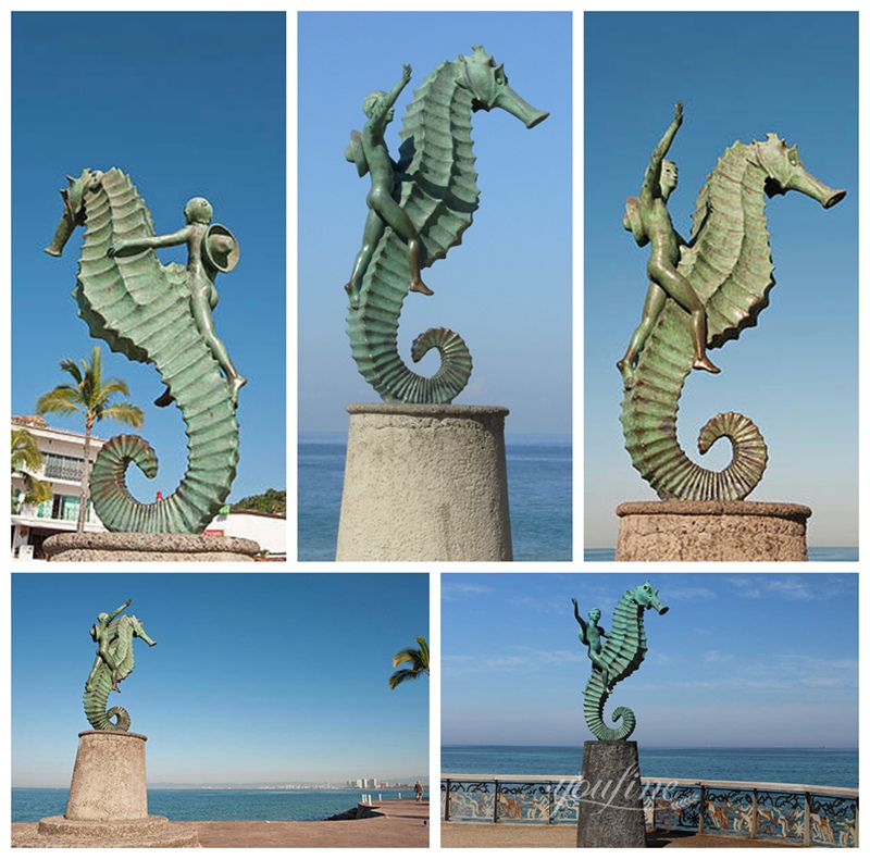 Bronze Seahorse Sculpture Details