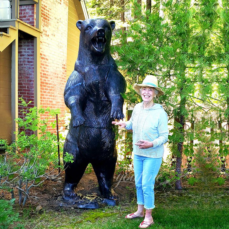 Bronze Standing Black Bear Statue for Outdoor Garden