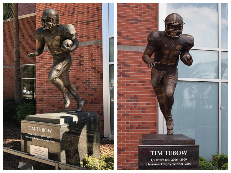 Bronze Tim Tebow Statue different angle pictures