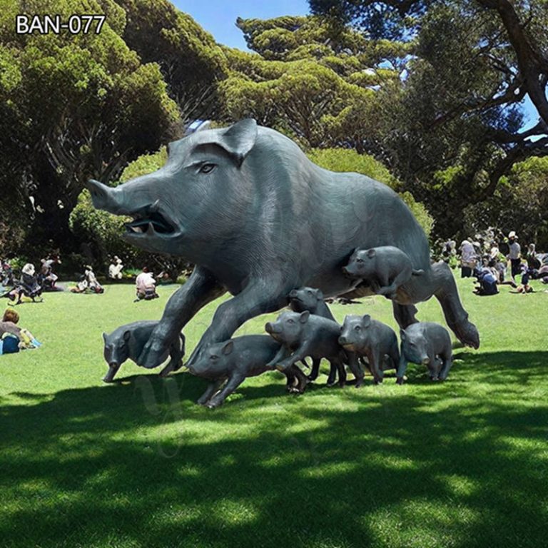 Bronze Wild Boar Family Statue--