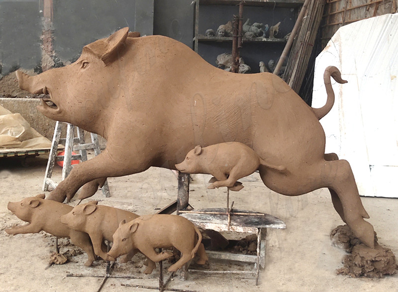 Bronze Wild Boar Family Statue-jpg