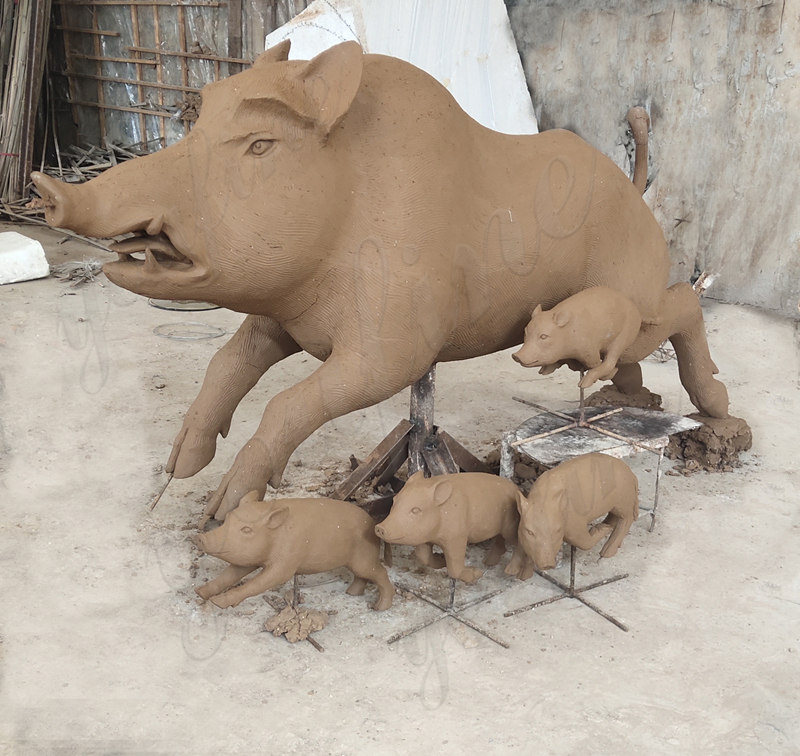 Bronze Wild Boar Family Statue