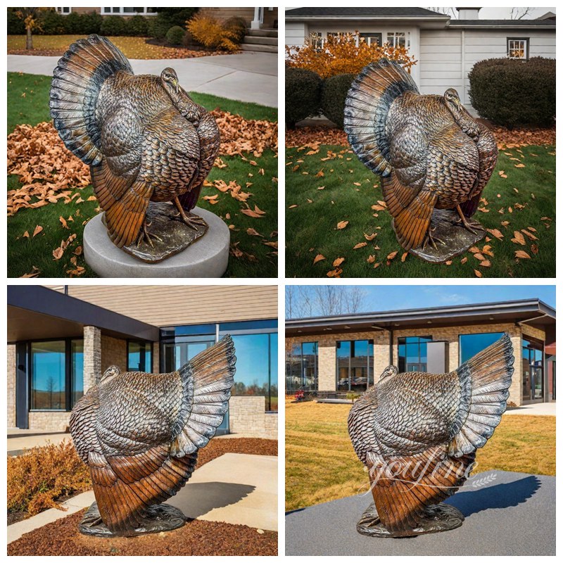 Bronze Wild Turkey Sculpture Details