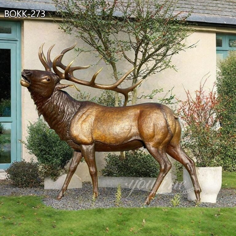 Brown Life Size Metal Deer Yard Art