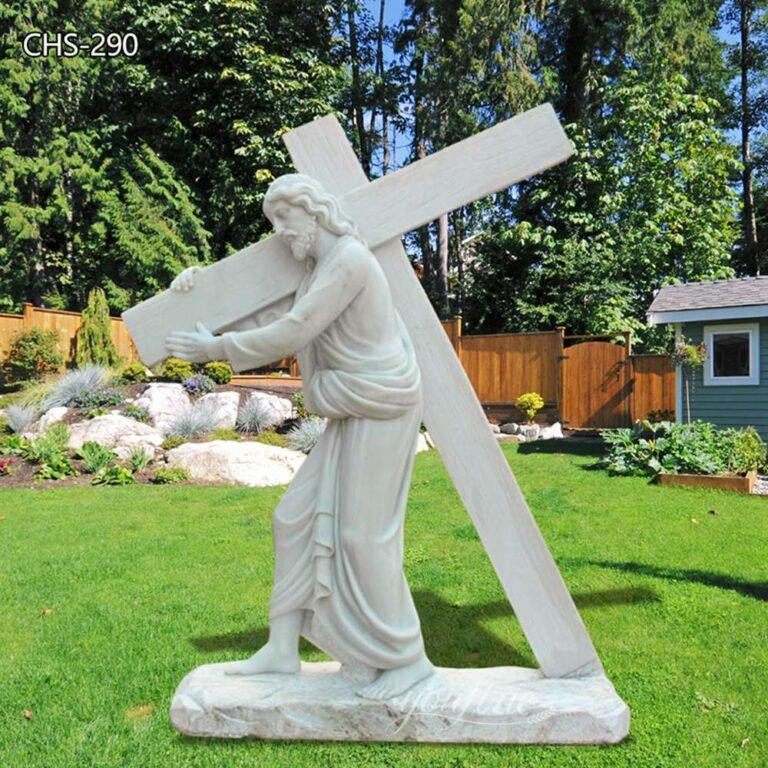 Catholic Garden Marble Jesus Carrying the Cross Statue