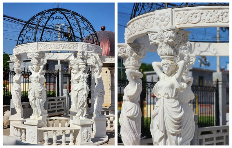 Classic Greek-Style Marble Gazebo Details