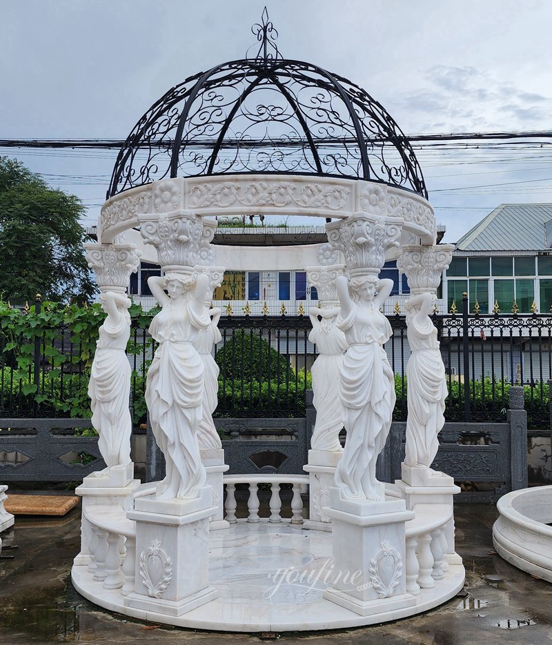 Classic Greek-Style Marble Gazebo for Outdoor Garden