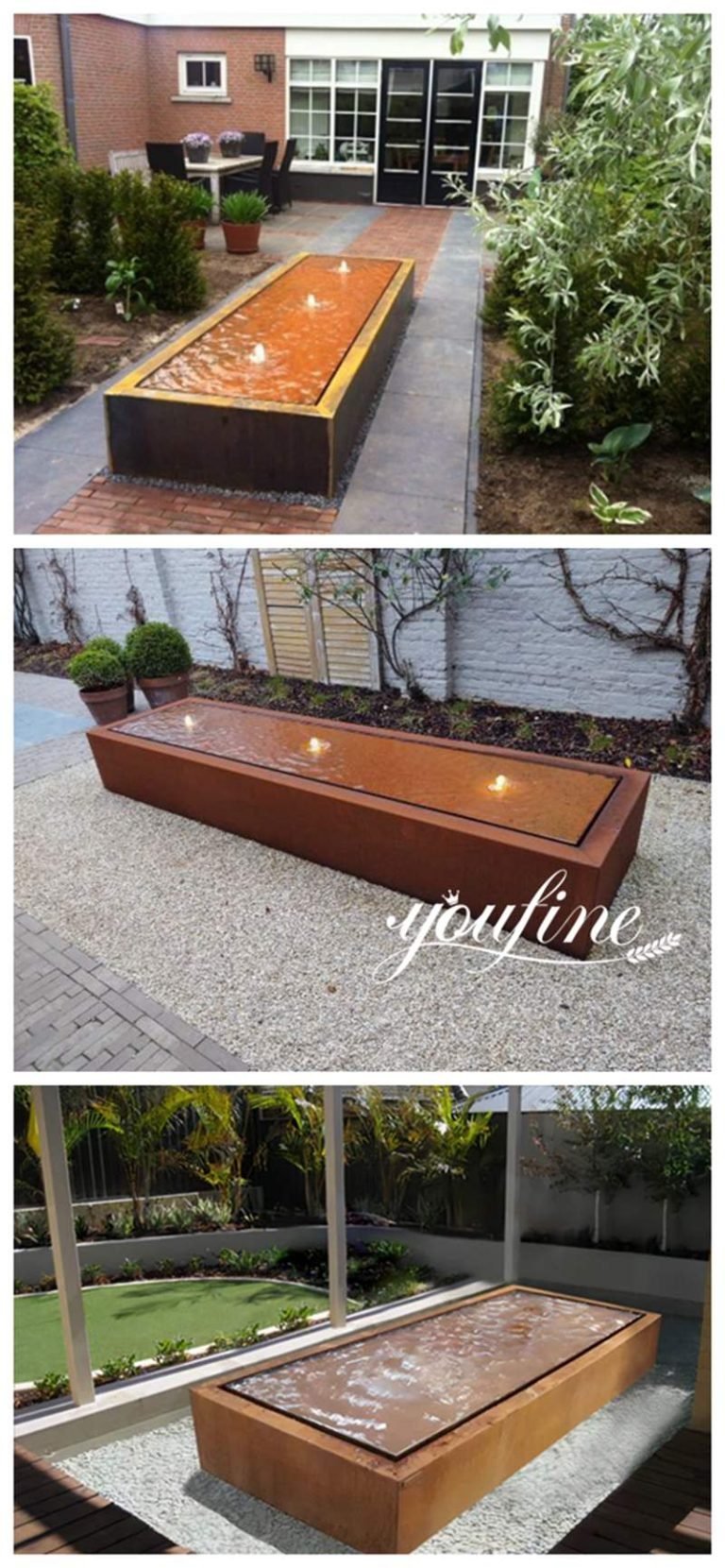 Corten Steel Trough Water Feature - YouFine Art Sculpture