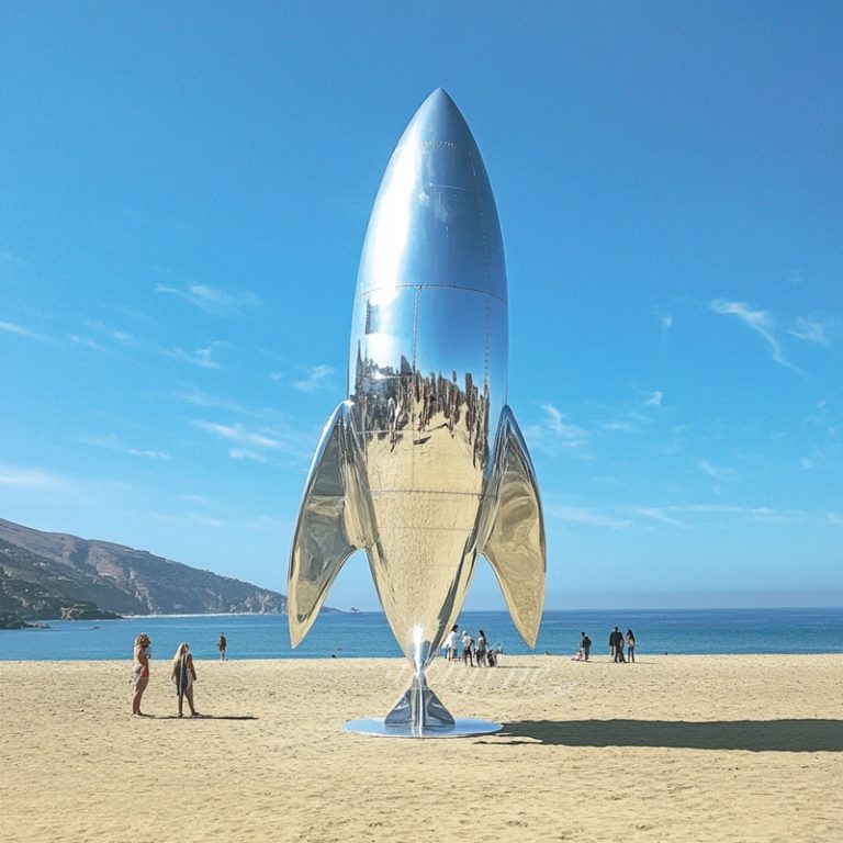 Custom Large Stainless Steel Rocket Sculpture