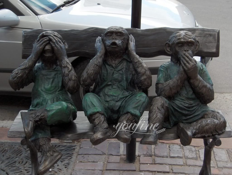 Cute Bronze Three Wise Monkey Statue