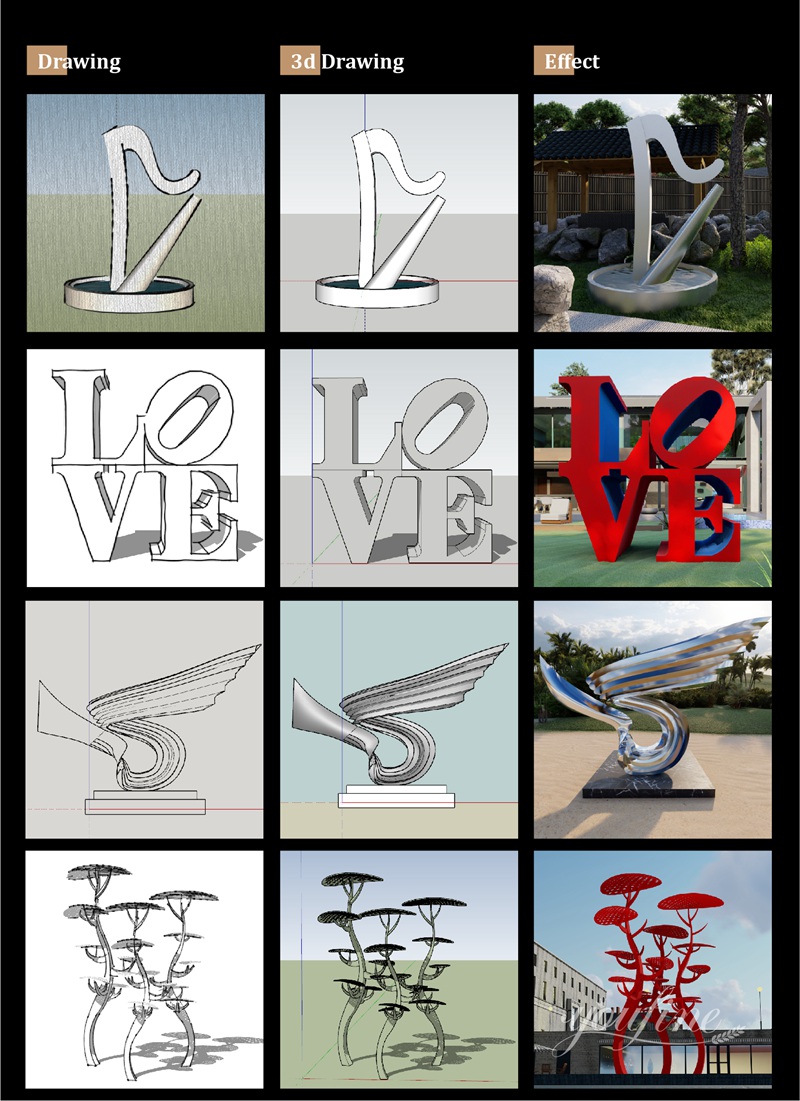 Design of custom stainless steel sculptures