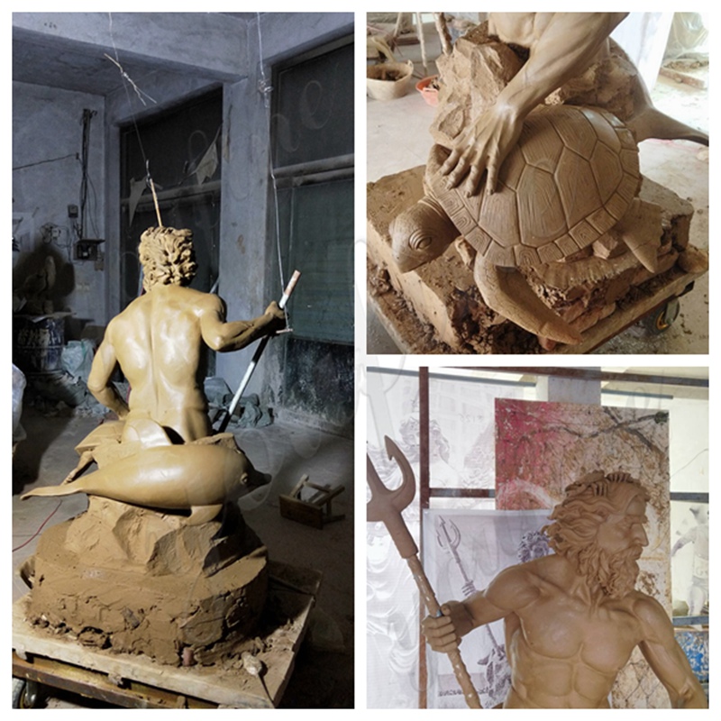 Details of the clay model of the Neptune sculpture