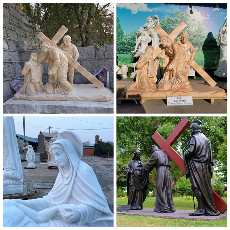 Different Materials of Stations of the Cross Sculpture(Marble and Bronze Material)