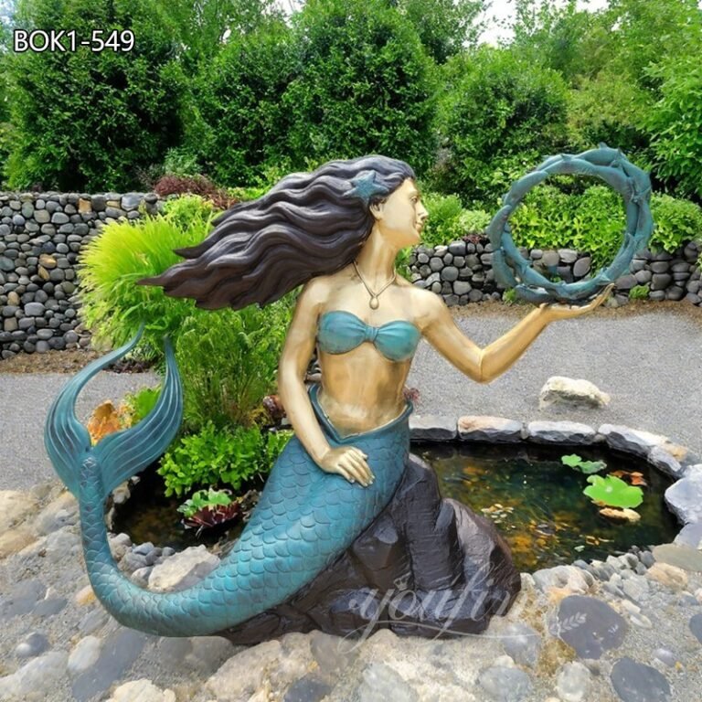 Life Size Exquisite Bronze Mermaid Yard Statue