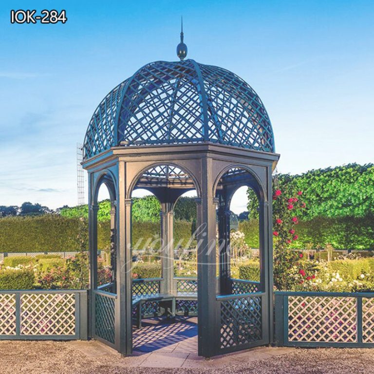 Green Round Wrought Iron Garden Gazebo for Sale (1)