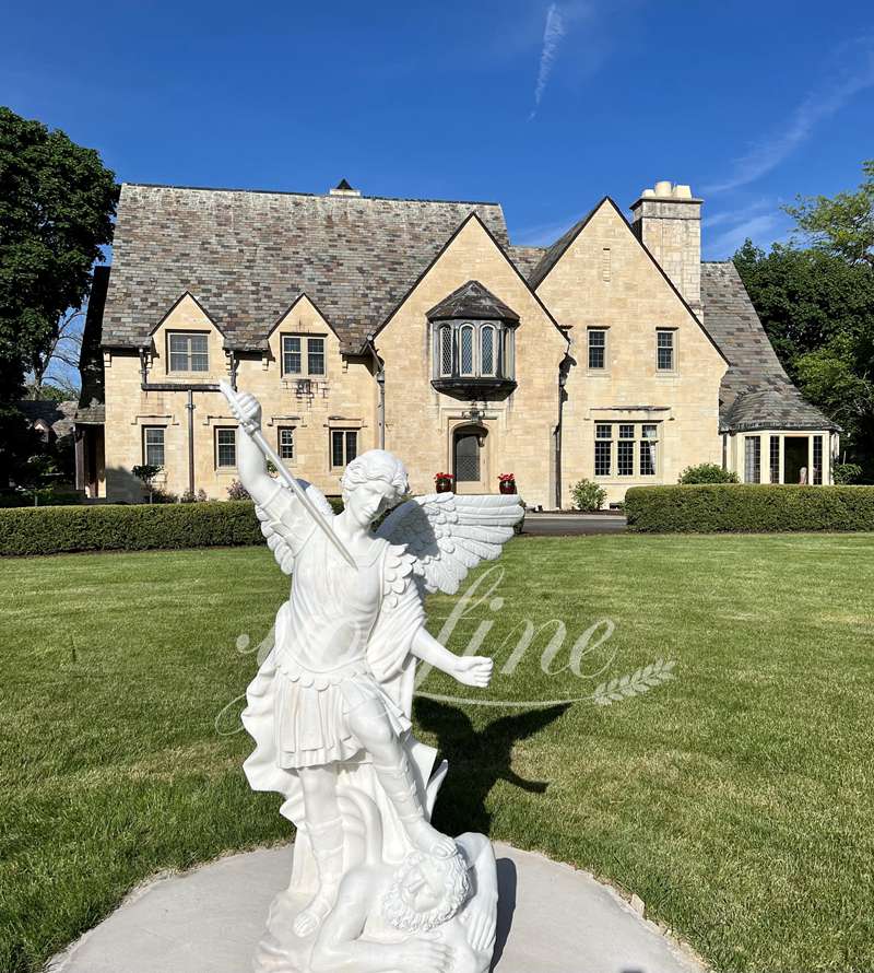 Hand Carved St Michael Marble Statue (2)