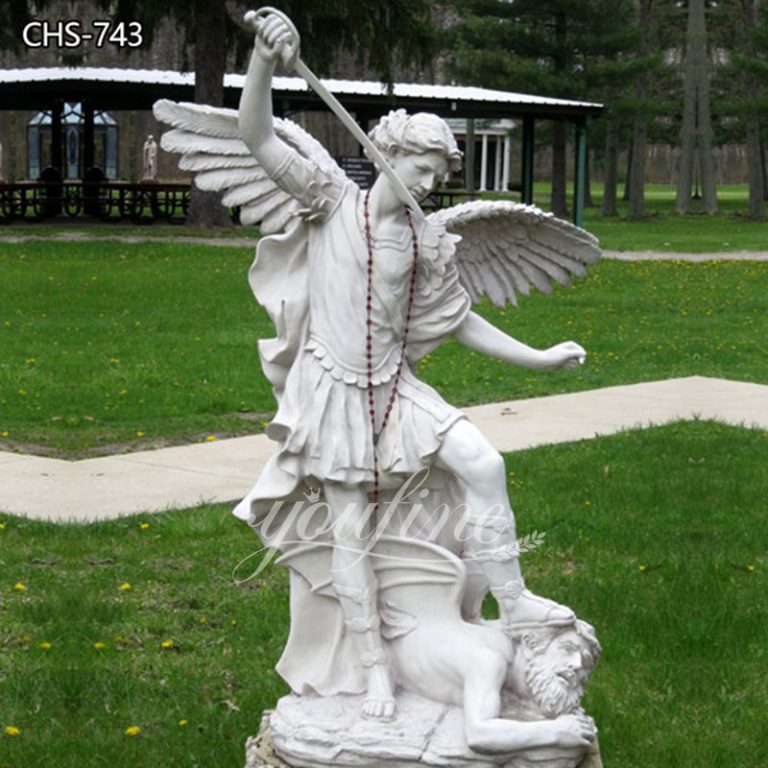 Hand Carved St Michael Marble Statue