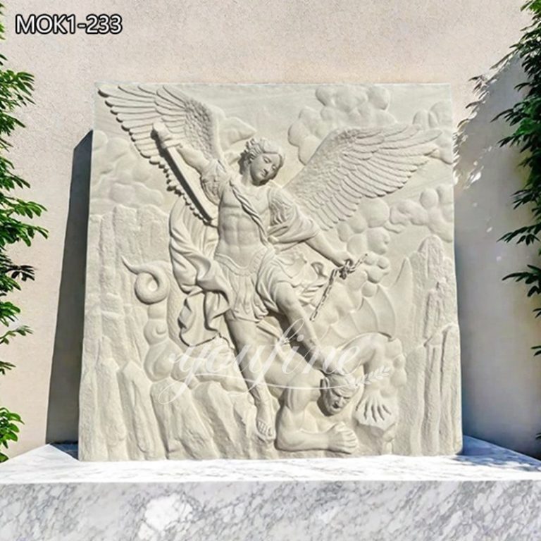 Hand-Carved St Michael Wall Relief Statue for Home (1)