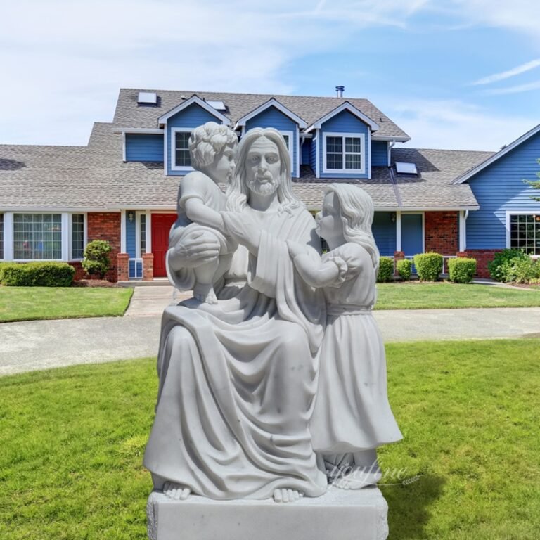 Life Size Jesus with Children Statue in Marble Material